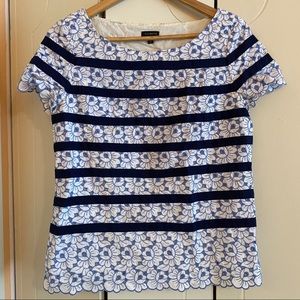 Talbots Short Sleeve Crochet Top